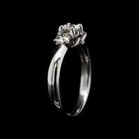18K White Gold Estate Diamond Three Stone Engagement Ring