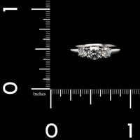 18K White Gold Estate Diamond Three Stone Engagement Ring