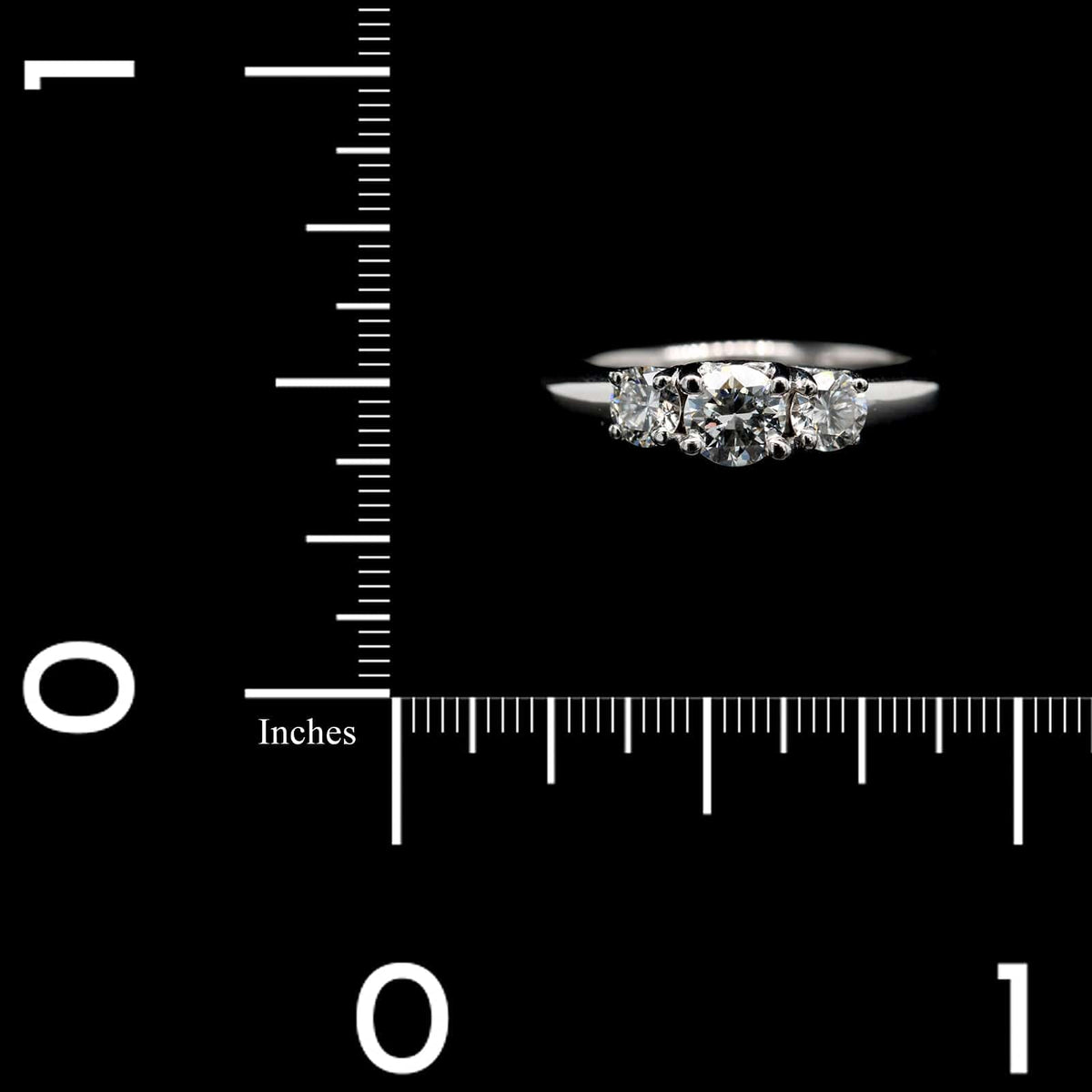 18K White Gold Estate Diamond Three Stone Engagement Ring