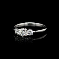 18K White Gold Estate Three Stone Diamond Ring