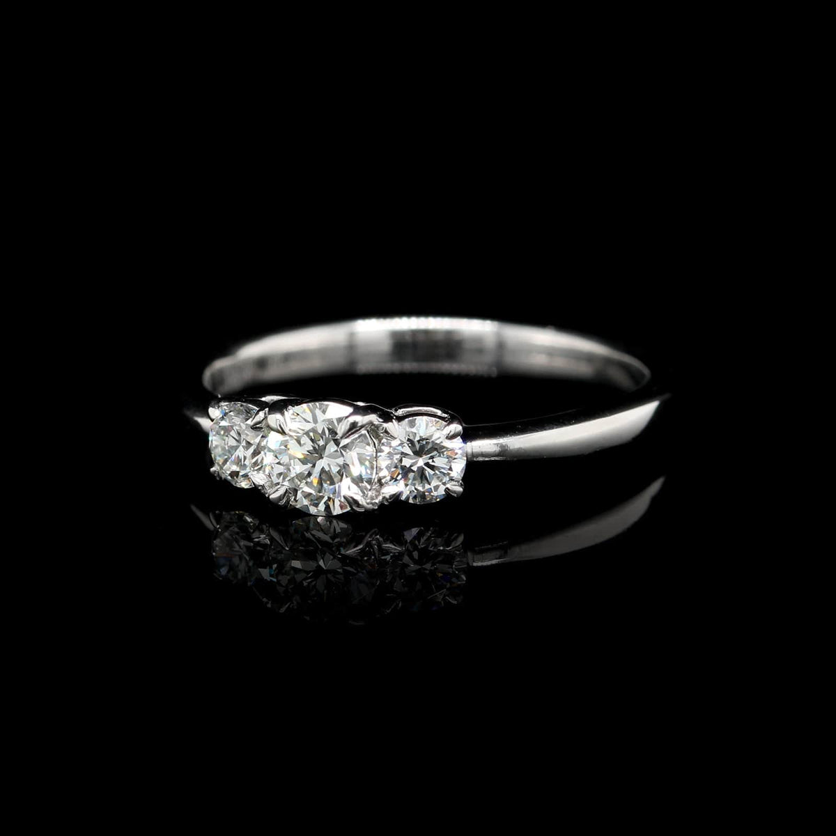 18K White Gold Estate Three Stone Diamond Ring