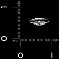 18K White Gold Estate Three Stone Diamond Ring