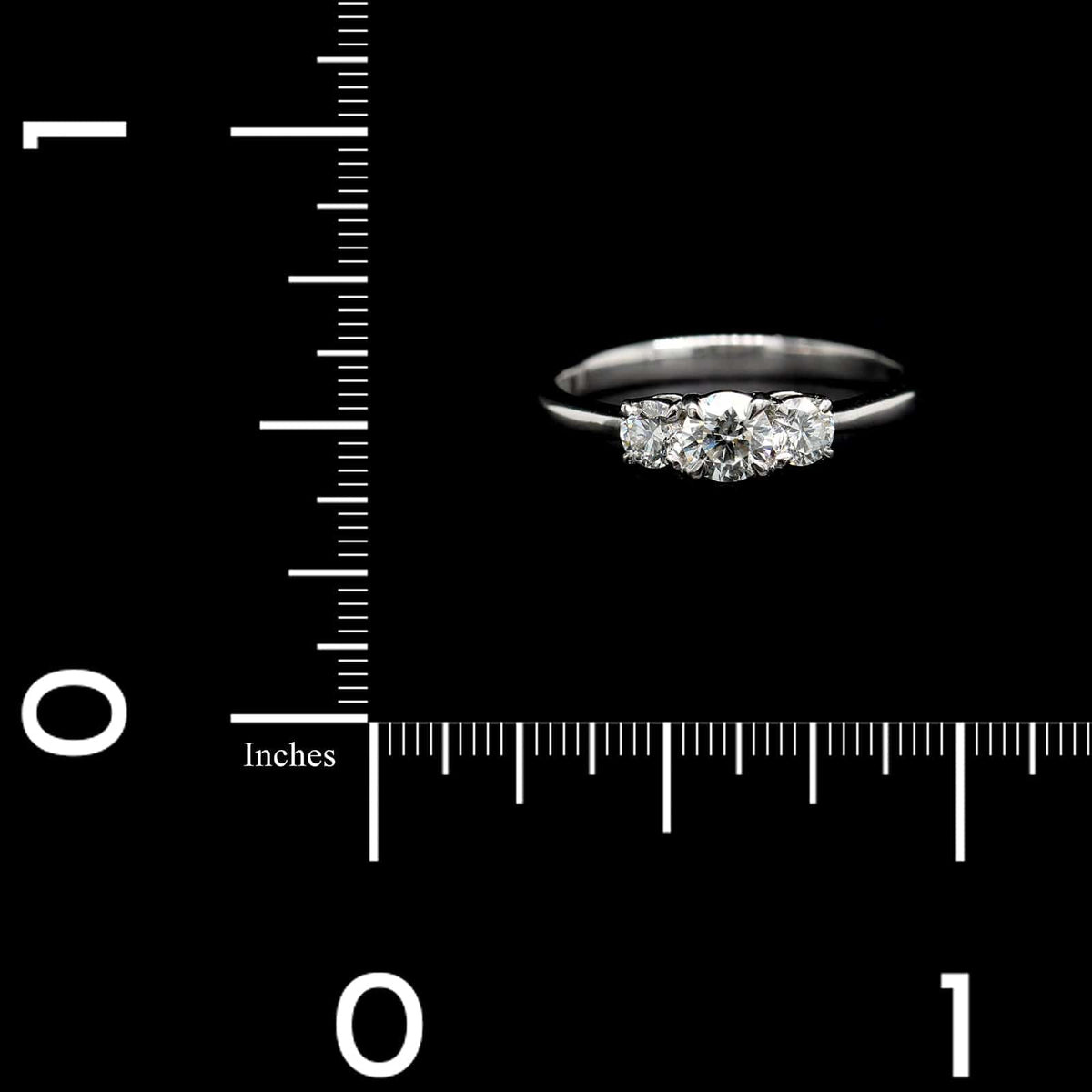 18K White Gold Estate Three Stone Diamond Ring