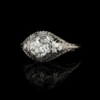 Vintage 18K White Gold Estate Diamond Engagement Ring
