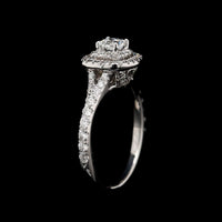 14K White Gold Estate Diamond Halo Engagement Ring