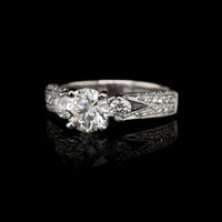18K White Gold Estate Diamond Milgrain Engagement Ring