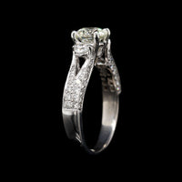 18K White Gold Estate Diamond Milgrain Engagement Ring