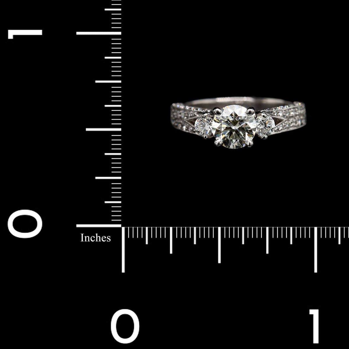 18K White Gold Estate Diamond Milgrain Engagement Ring