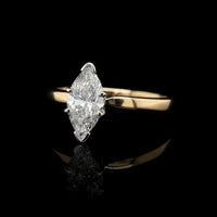 14K Two-tone Gold Estate Marquise Diamond Solitaire Engagement Ring