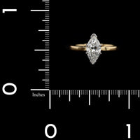 14K Two-tone Gold Estate Marquise Diamond Solitaire Engagement Ring