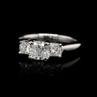 14K White Gold Estate Diamond Three Stone Engagement Ring