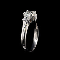 14K White Gold Estate Diamond Three Stone Engagement Ring