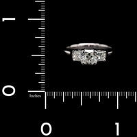 14K White Gold Estate Diamond Three Stone Engagement Ring