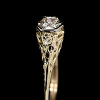 Vintage 14K Two-tone Gold Estate Diamond Engagement Ring