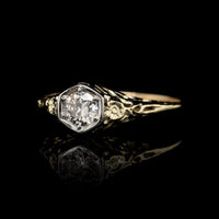 Vintage 14K Two-tone Gold Estate Diamond Engagement Ring