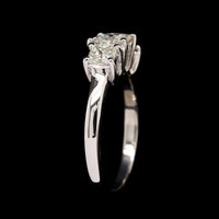 14K White Gold Estate Three Stone Diamond Engagement Ring