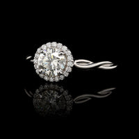 14K White Gold Estate Diamond Halo Engagement Ring