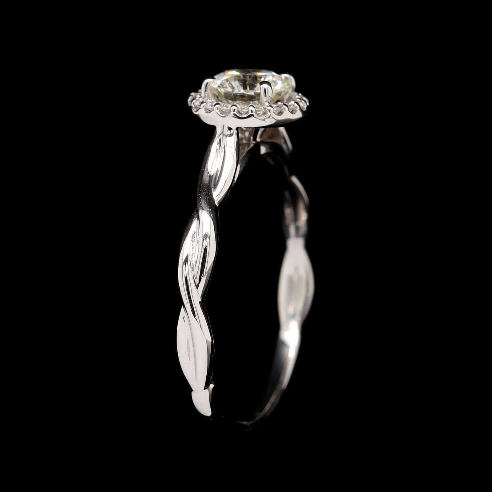 14K White Gold Estate Diamond Halo Engagement Ring
