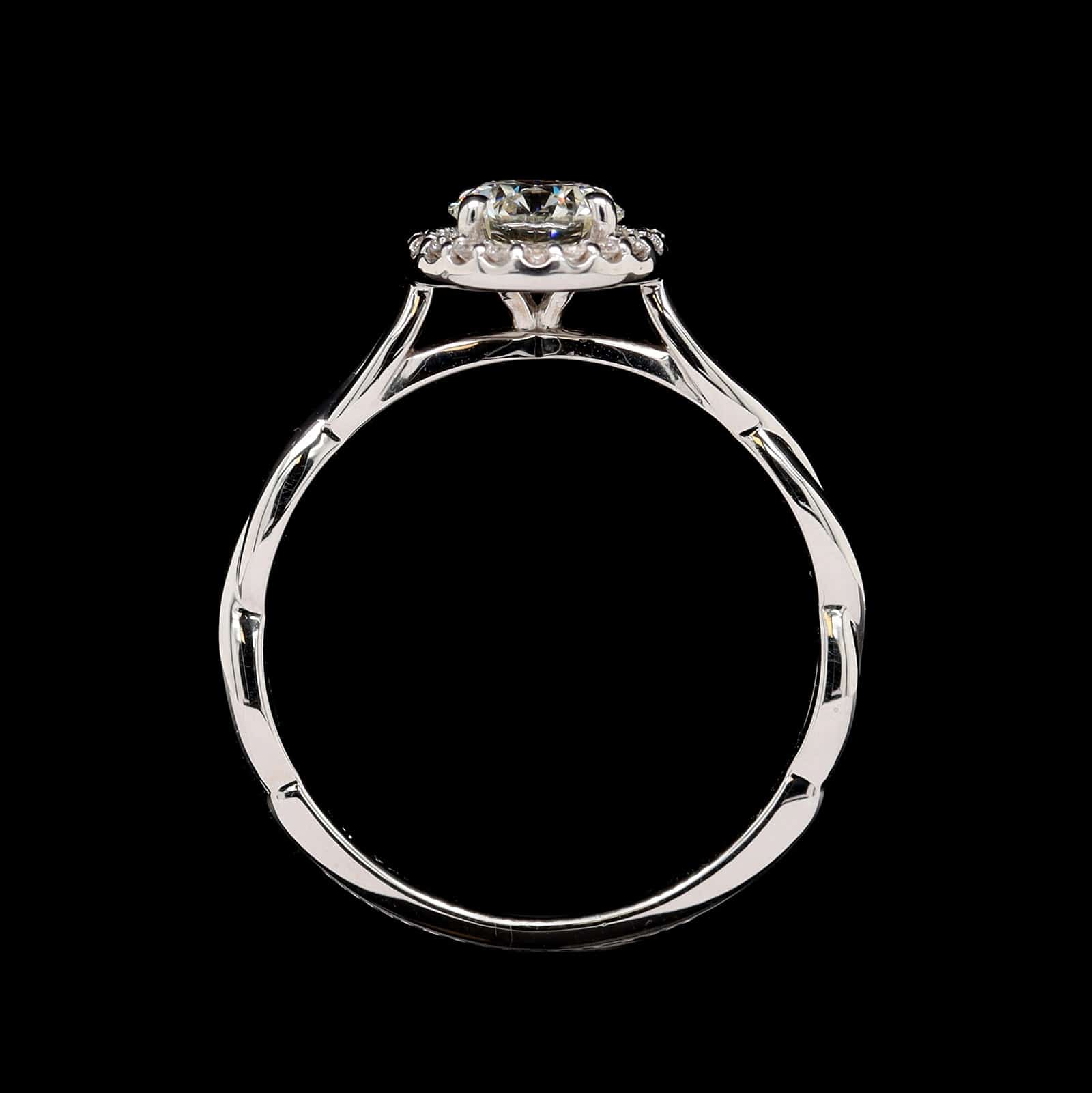 14K White Gold Estate Diamond Halo Engagement Ring