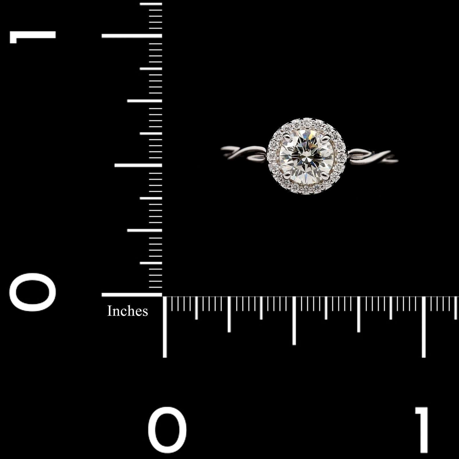 14K White Gold Estate Diamond Halo Engagement Ring