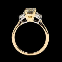 18K Two-tone Gold Estate Three Stone Diamond Engagement Ring