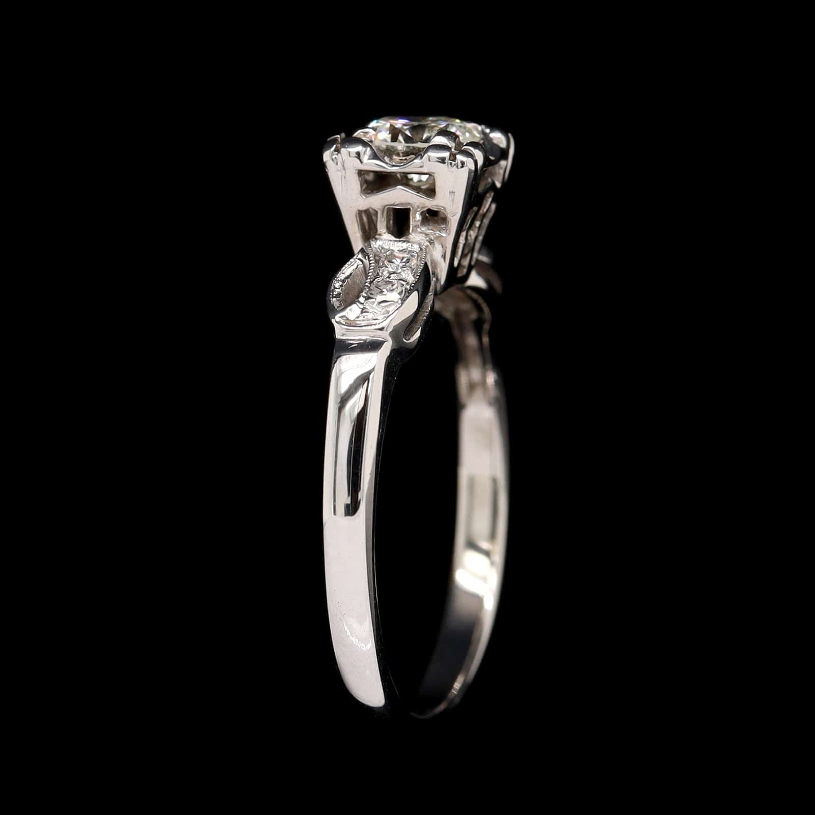 Vintage 14K White Gold Estate Diamond Ring