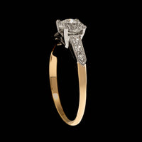Vintage 14K Yellow Gold & Platinum Estate Diamond Engagement Ring