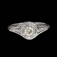 Vintage Belais 18K White Gold Estate Diamond Engagement Ring