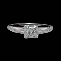 Vintage 14K White Gold Estate Diamond Solitaire Engagement Ring