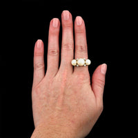 Edwardian Platinum Estate Natural Freshwater Pearl and Diamond Ring