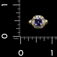 14K Yellow Gold Estate Tanzanite and Diamond Ring
