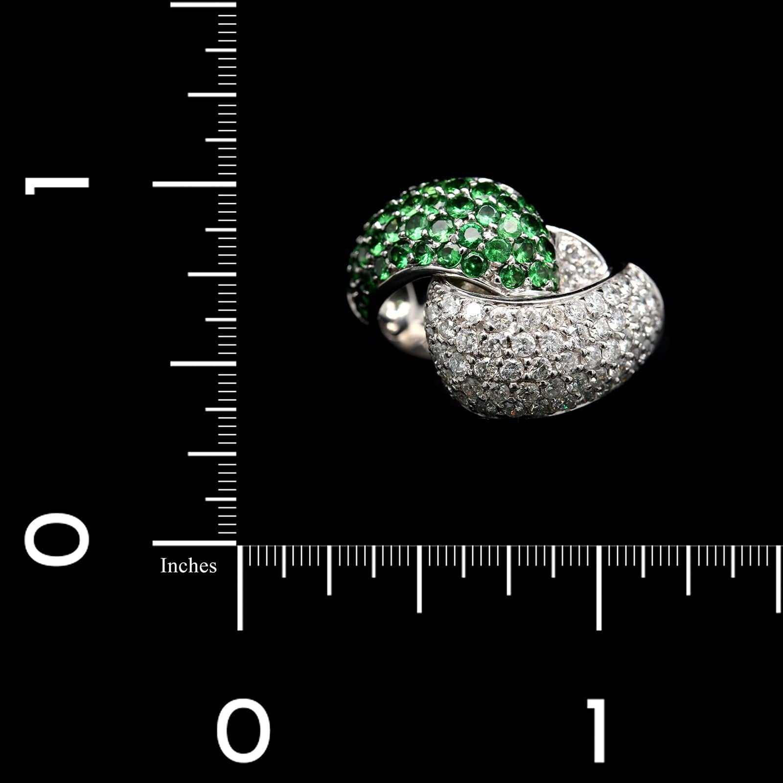 14K White Gold Estate Tsavorite and Diamond Bypass Ring