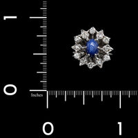 14K White Gold Estate Synthetic Star Sapphire and Diamond Ring