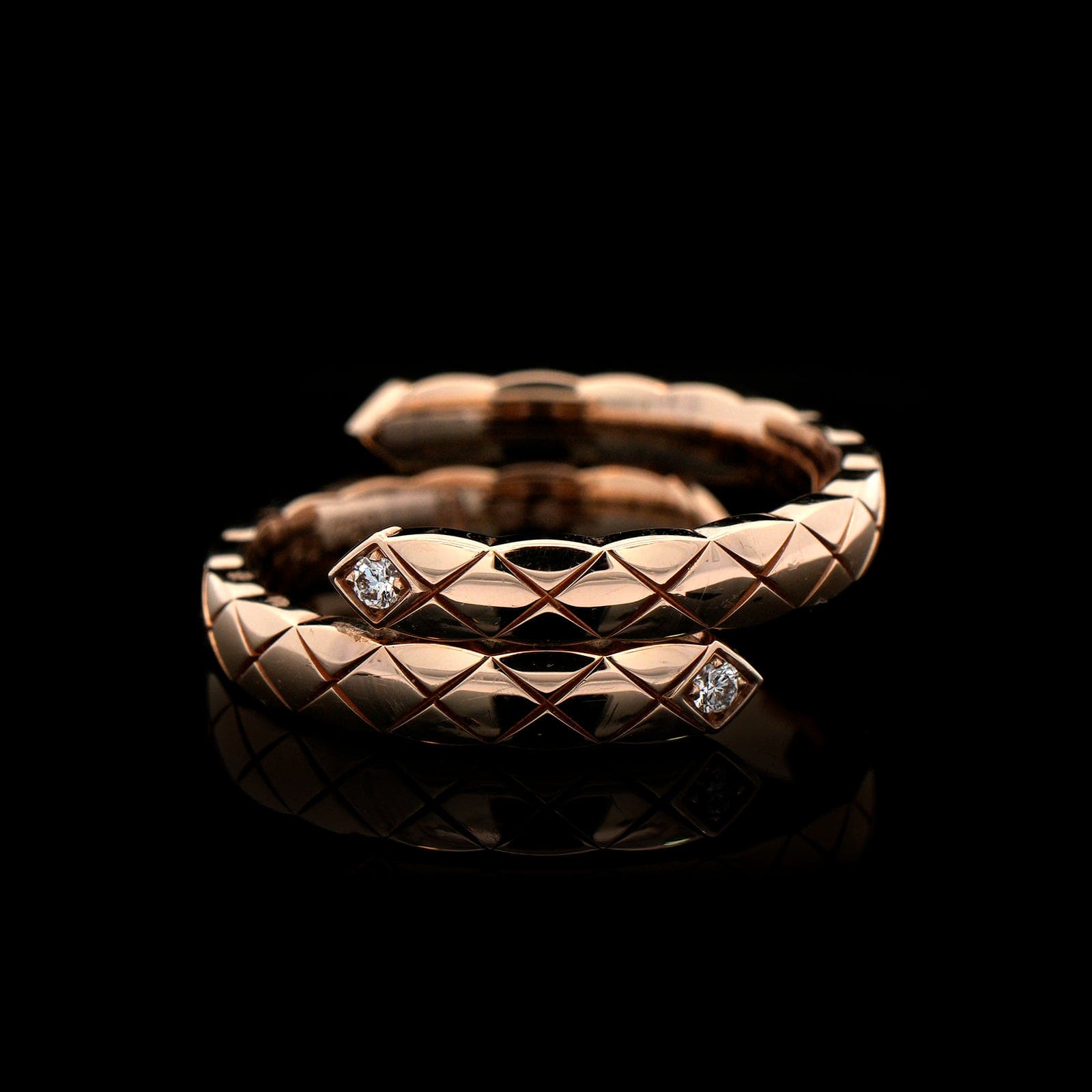 Chanel 18K Rose Gold Estate Diamond 'Coco Crush Toi et Moi Ring'