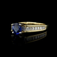 18K Yellow Gold Estate Sapphire and Diamond Ring