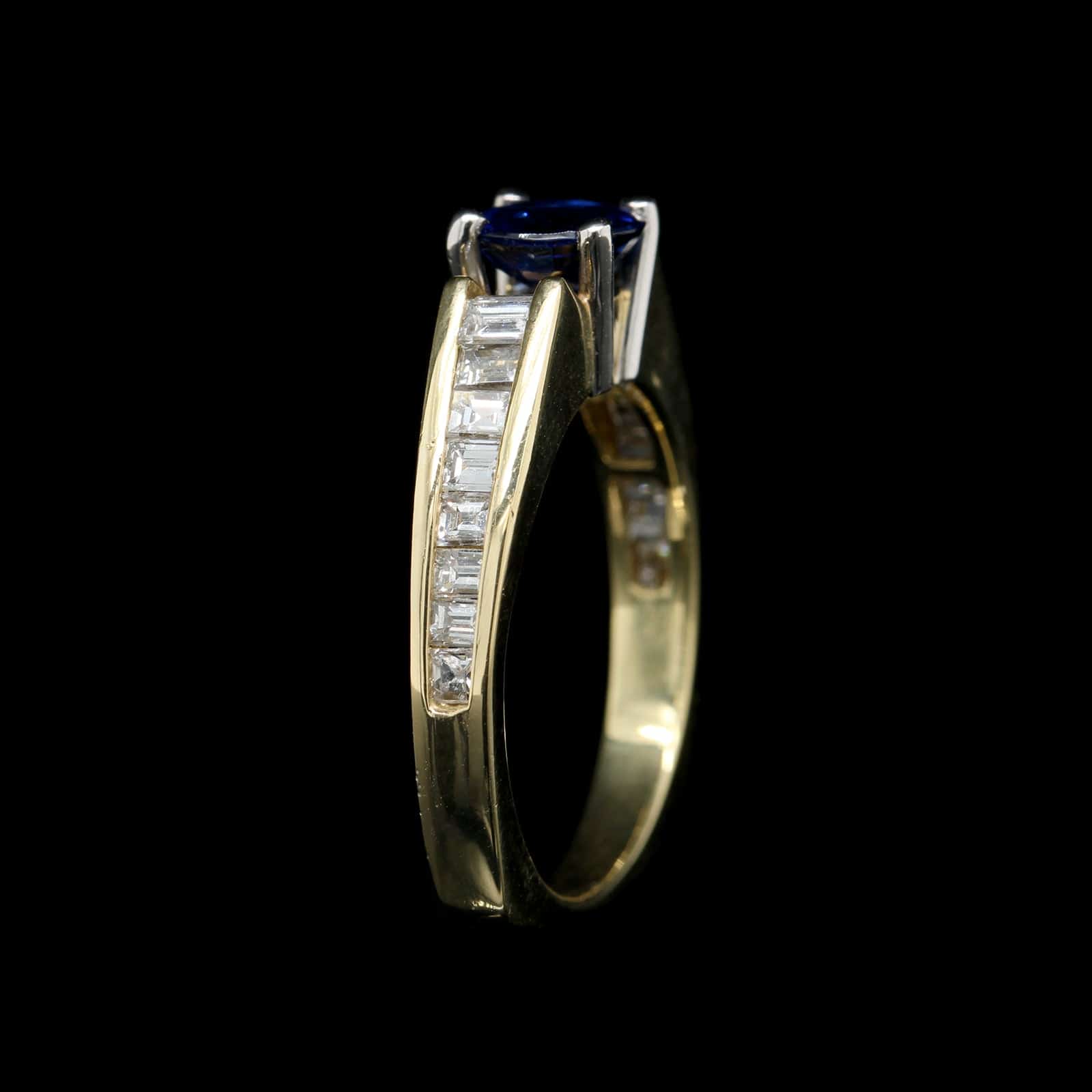 18K Yellow Gold Estate Sapphire and Diamond Ring