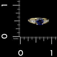18K Yellow Gold Estate Sapphire and Diamond Ring