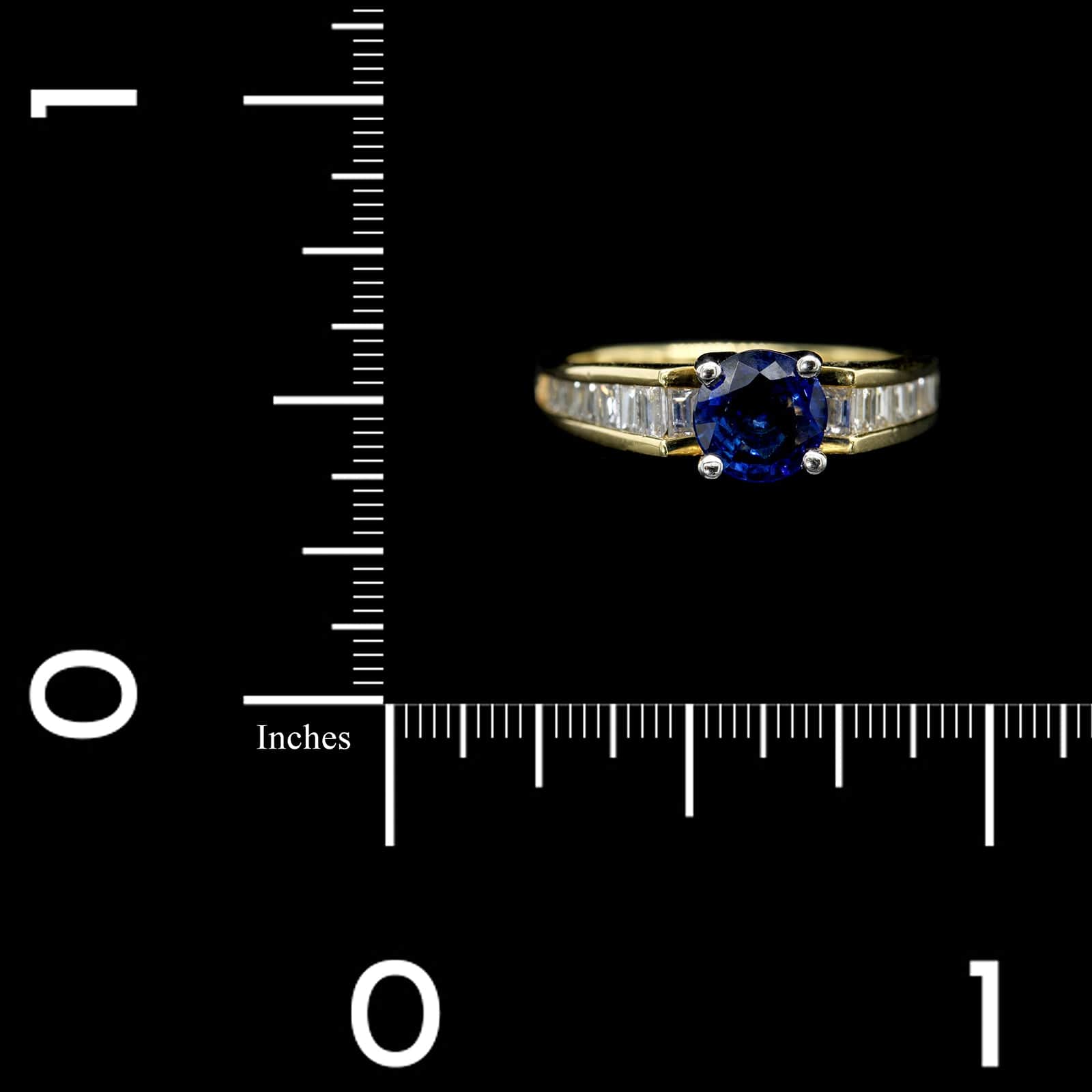 18K Yellow Gold Estate Sapphire and Diamond Ring