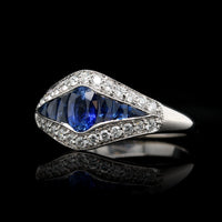 18K White Gold Estate Sapphire and Diamond Ring