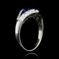 18K White Gold Estate Sapphire and Diamond Ring