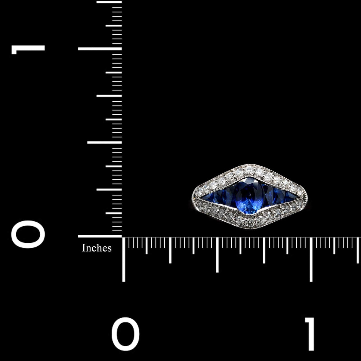 18K White Gold Estate Sapphire and Diamond Ring