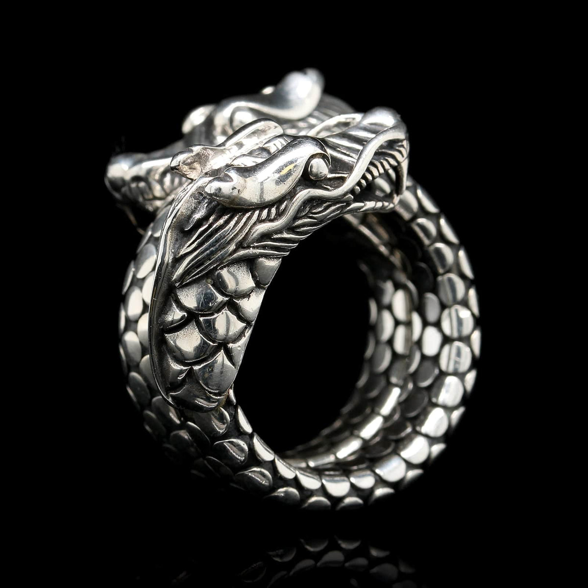John Hardy Sterling Silver Estate Naga Double Dragon Head Ring