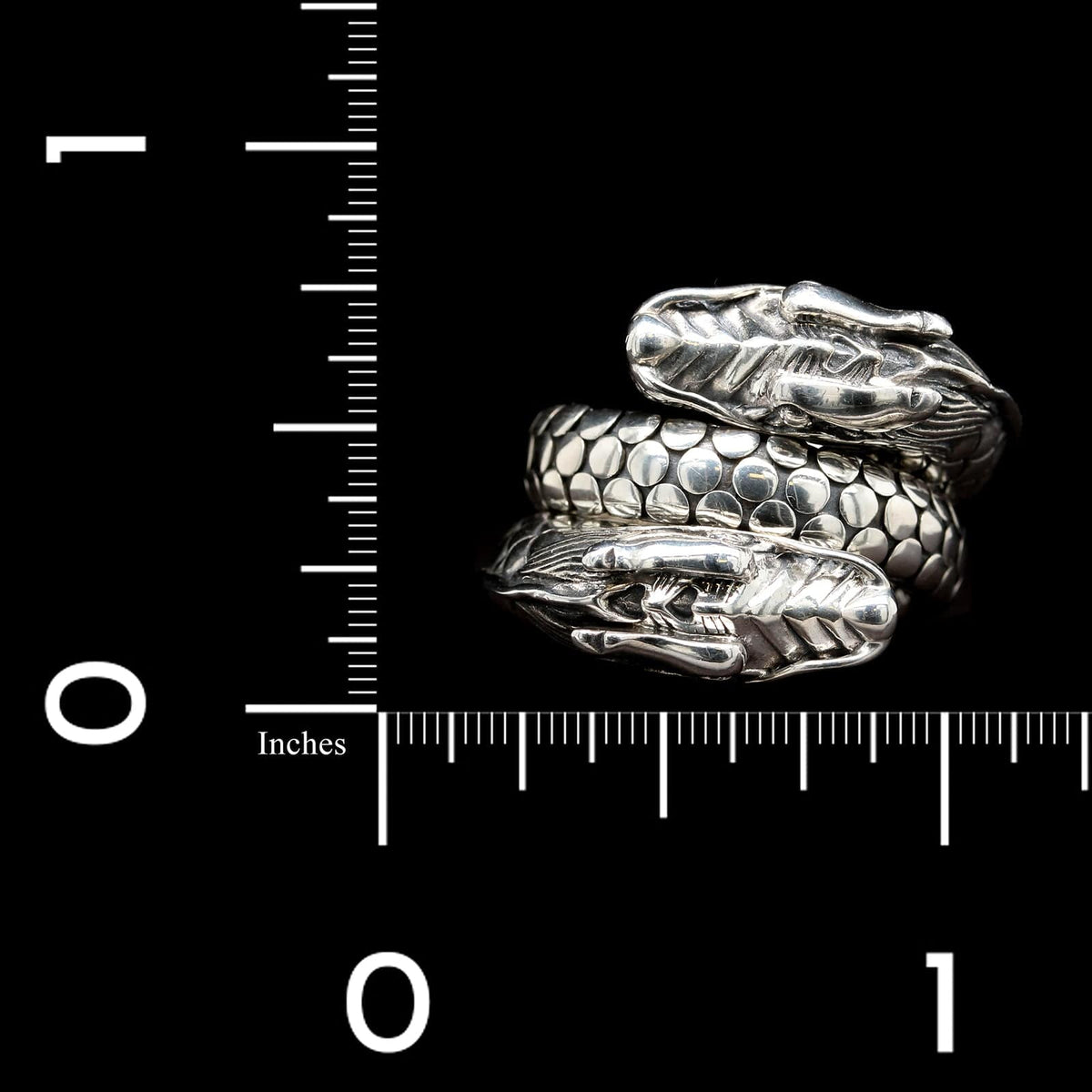 John Hardy Sterling Silver Estate Naga Double Dragon Head Ring