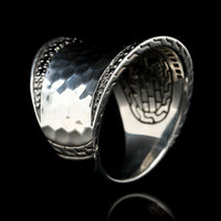 John Hardy Sterling Silver Estate Hammered Classic Palu Saddle Ring