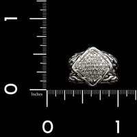 John Hardy Sterling Silver Estate Diamond Pave Split Shank Ring