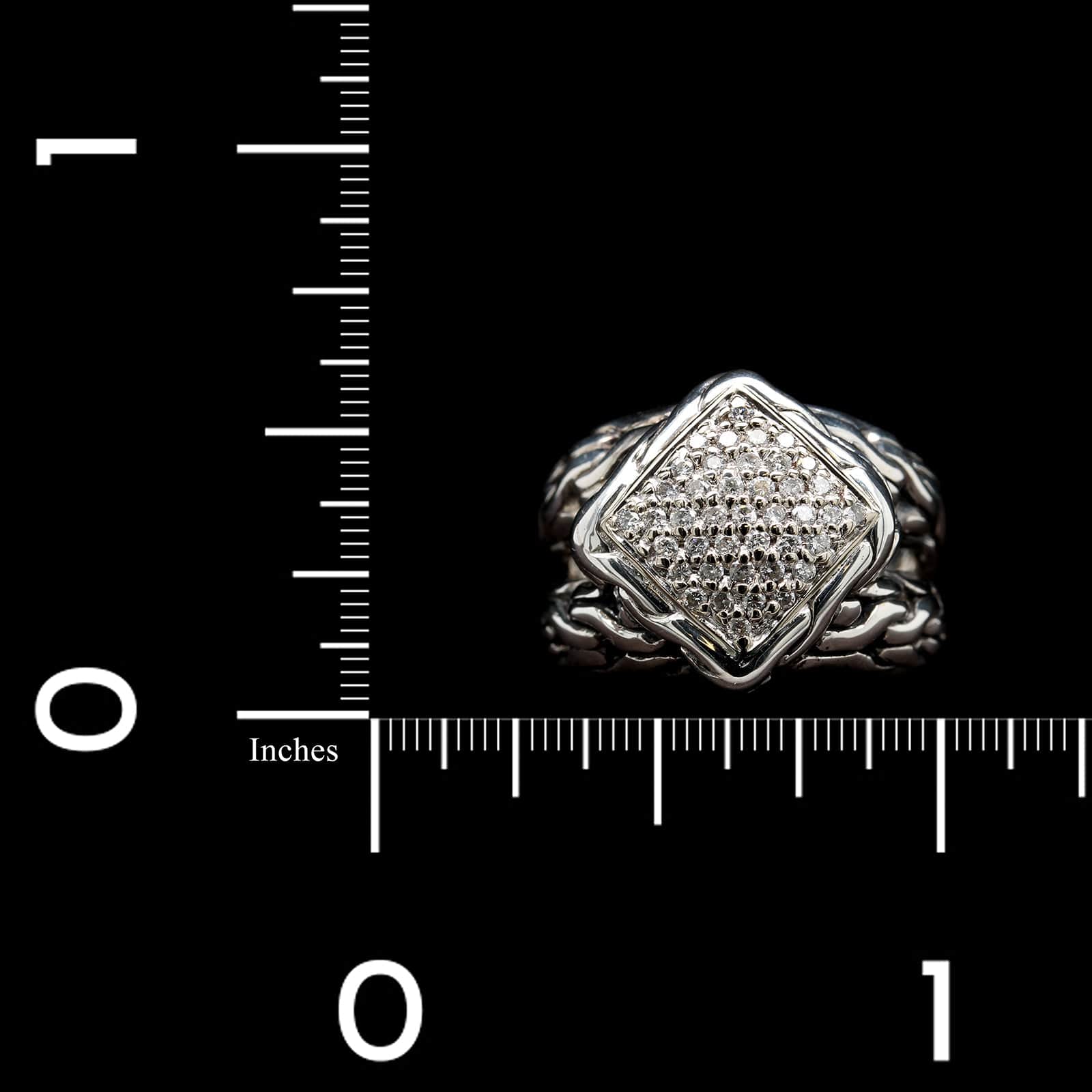 John Hardy Sterling Silver Estate Diamond Pave Split Shank Ring