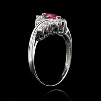14K White Gold Estate Pink Tourmaline and Diamond Ring