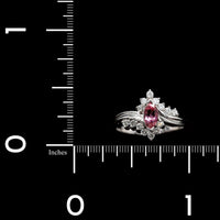 14K White Gold Estate Pink Tourmaline and Diamond Ring