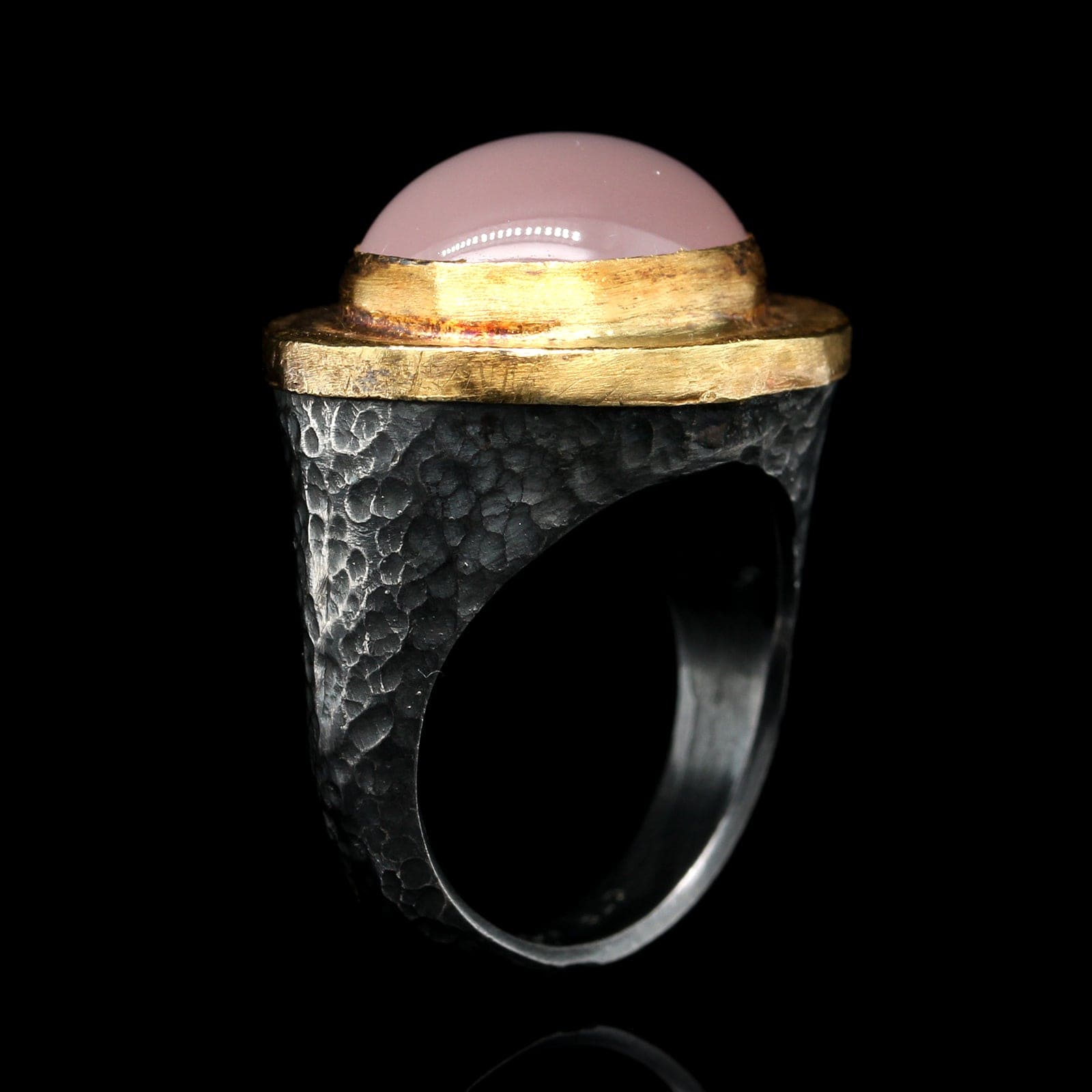 Lika Behar Oxidized Silver and 24K Yellow Gold Moonstone Estate Ring