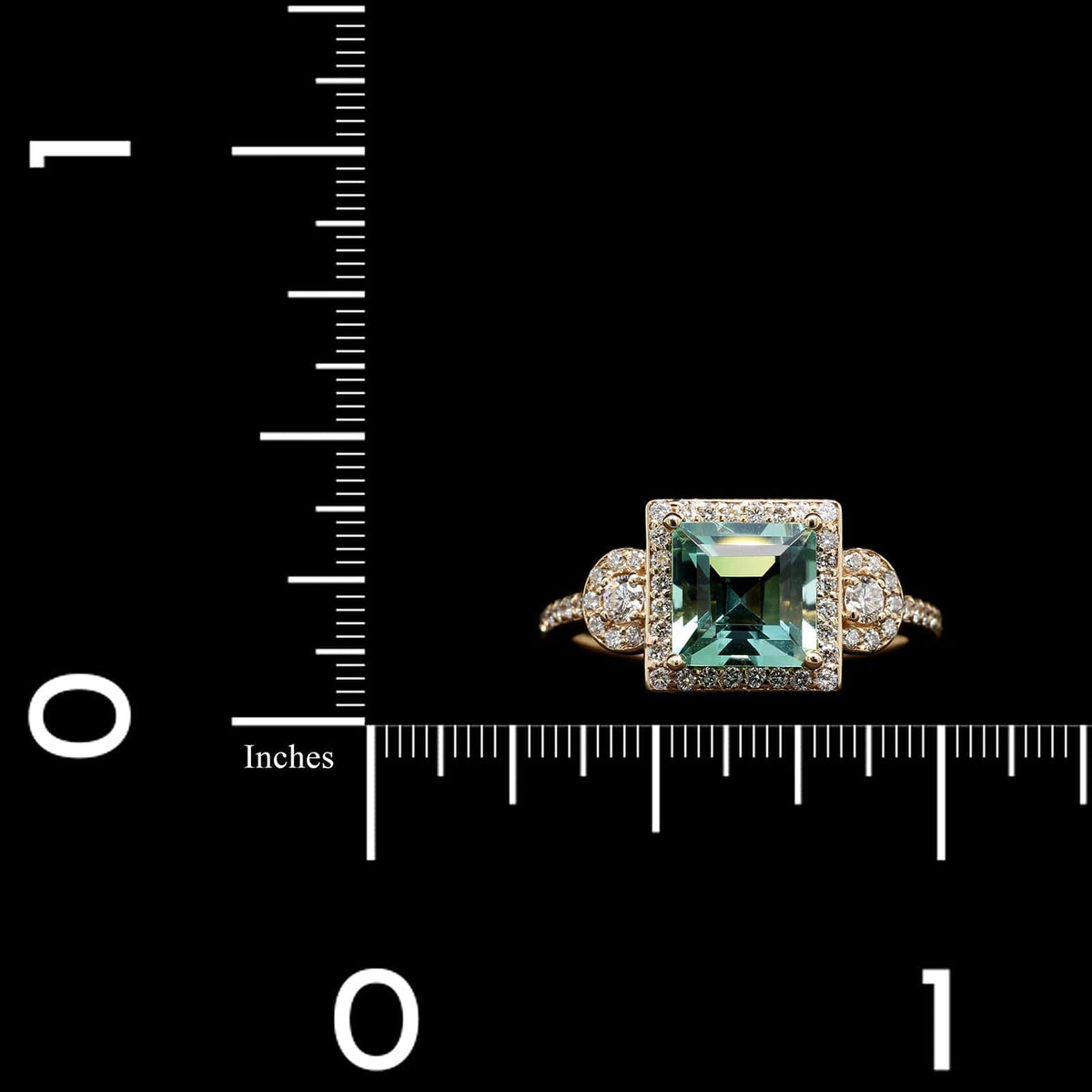 14K Yellow Gold Estate Green Tourmaline and Diamond Ring